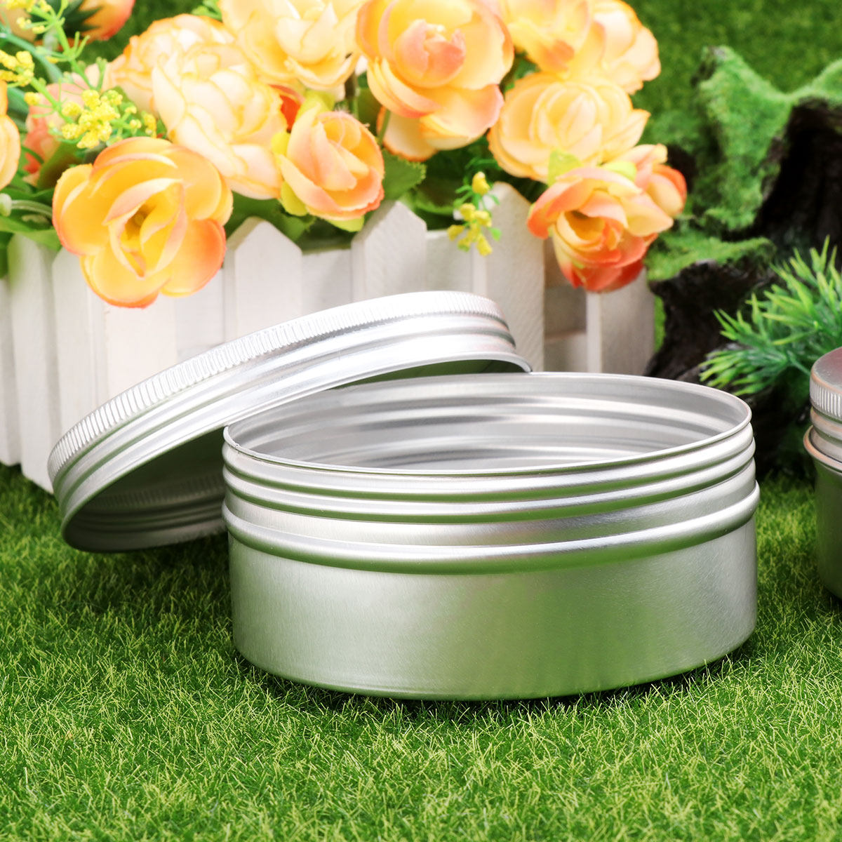 Tin Container Lid - 10 unidades de recipientes redondos reutilizáveis